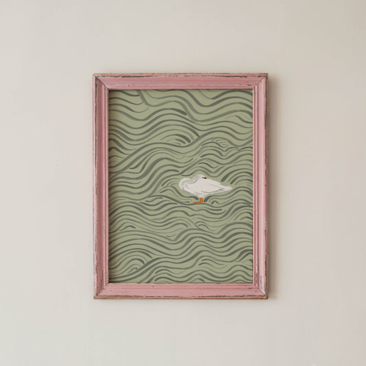 Wavy Swan Wall Art Print