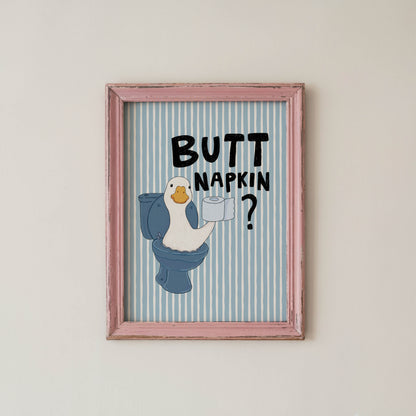 Butt Napkin Duck Bathroom Print
