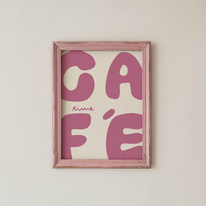 Café Time Pink Typography Print