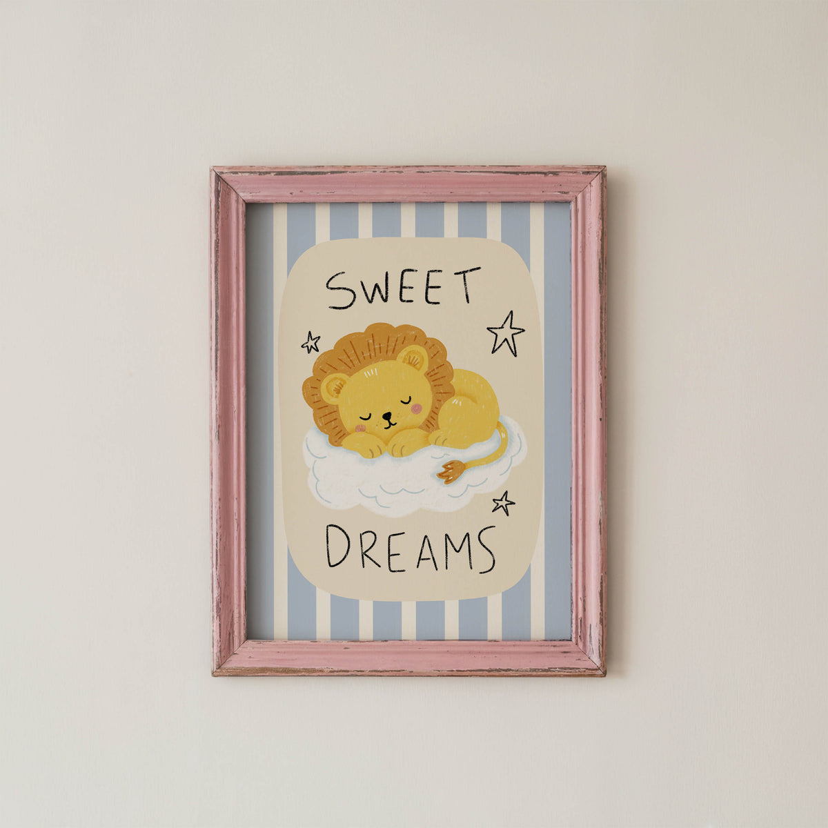Sweet Dreams Sleeping Lion Nursery Print