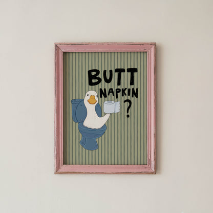 Butt Napkin Duck Bathroom Print