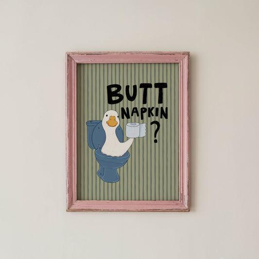 Butt Napkin Duck Bathroom Print