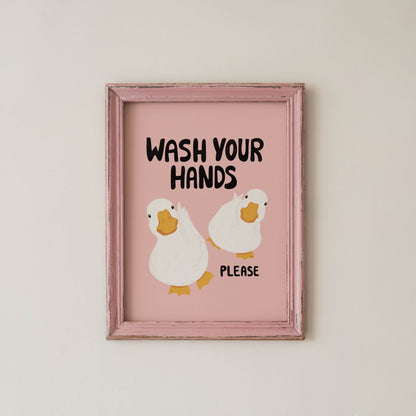 Wash Your Hands Duck Bathroom Print