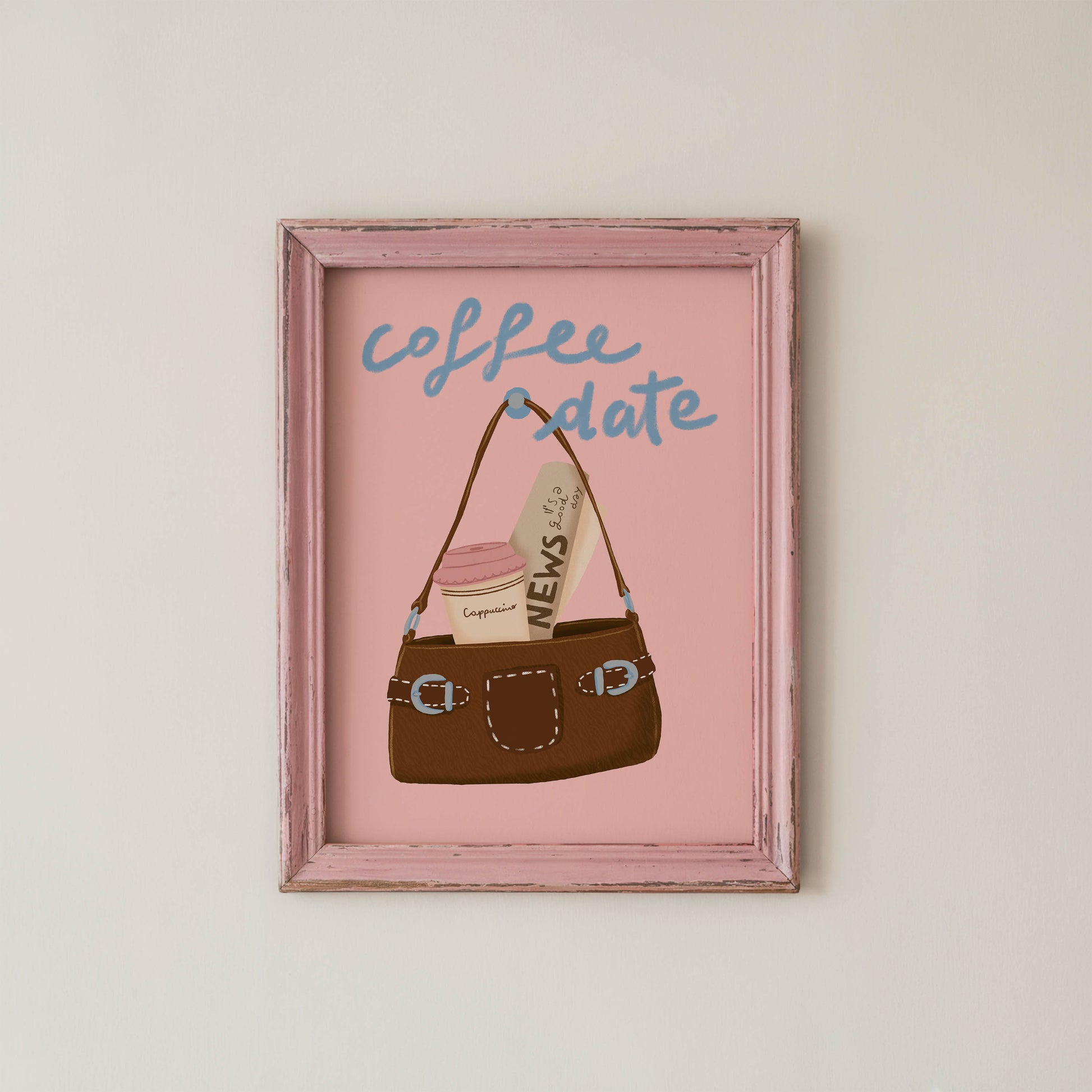 Coffee Date Pink Poster – Unframed Print