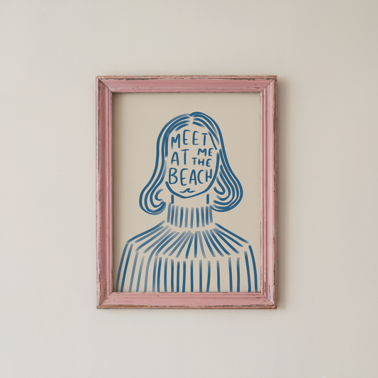 Beach Quote Poster Coastal Blue Line Art Portrait
