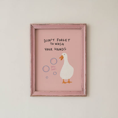 Duck Wash Your Hands Bathroom Print