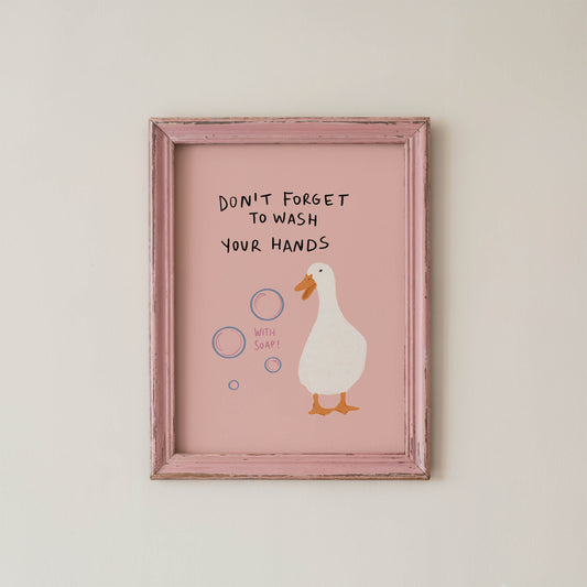 Duck Wash Your Hands Bathroom Print