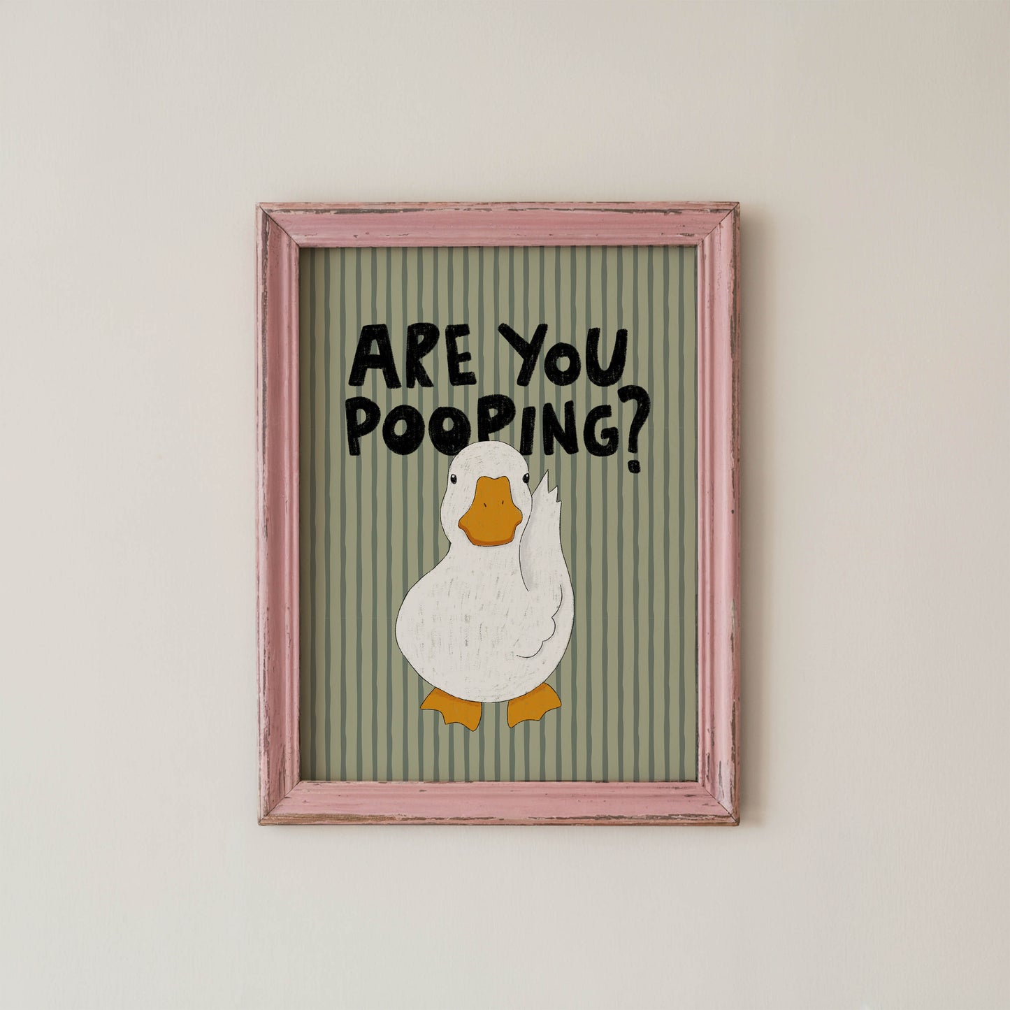 Are You Pooping? Funny Duck Bathroom Print