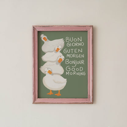 Good Morning Ducks Multilingual Print