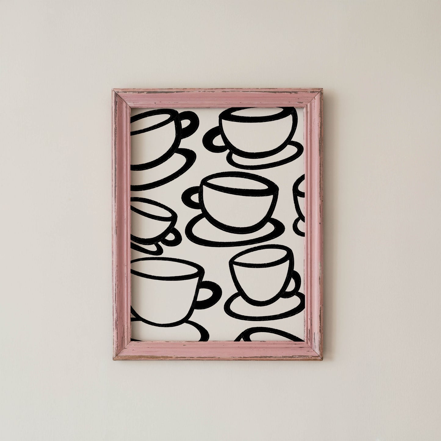 Black Coffee Cup Line Art Print