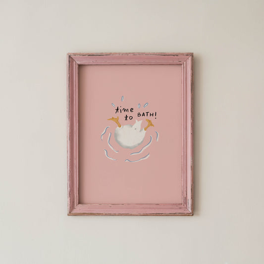 Time to Bath Duck Bathroom Print