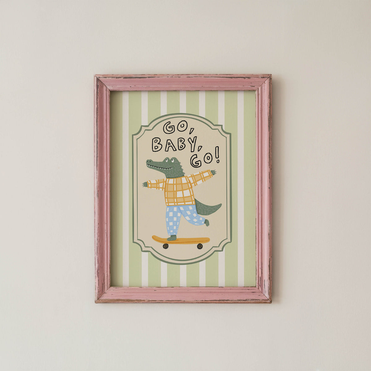 Go Baby Go Crocodile Nursery Wall Art Print