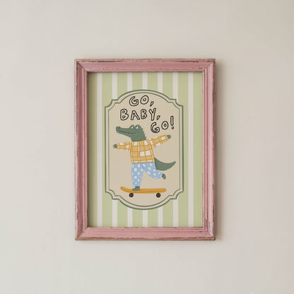 Go Baby Go Crocodile Nursery Wall Art Print