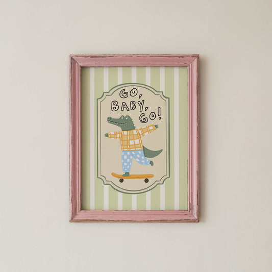 Go Baby Go Crocodile Nursery Wall Art Print