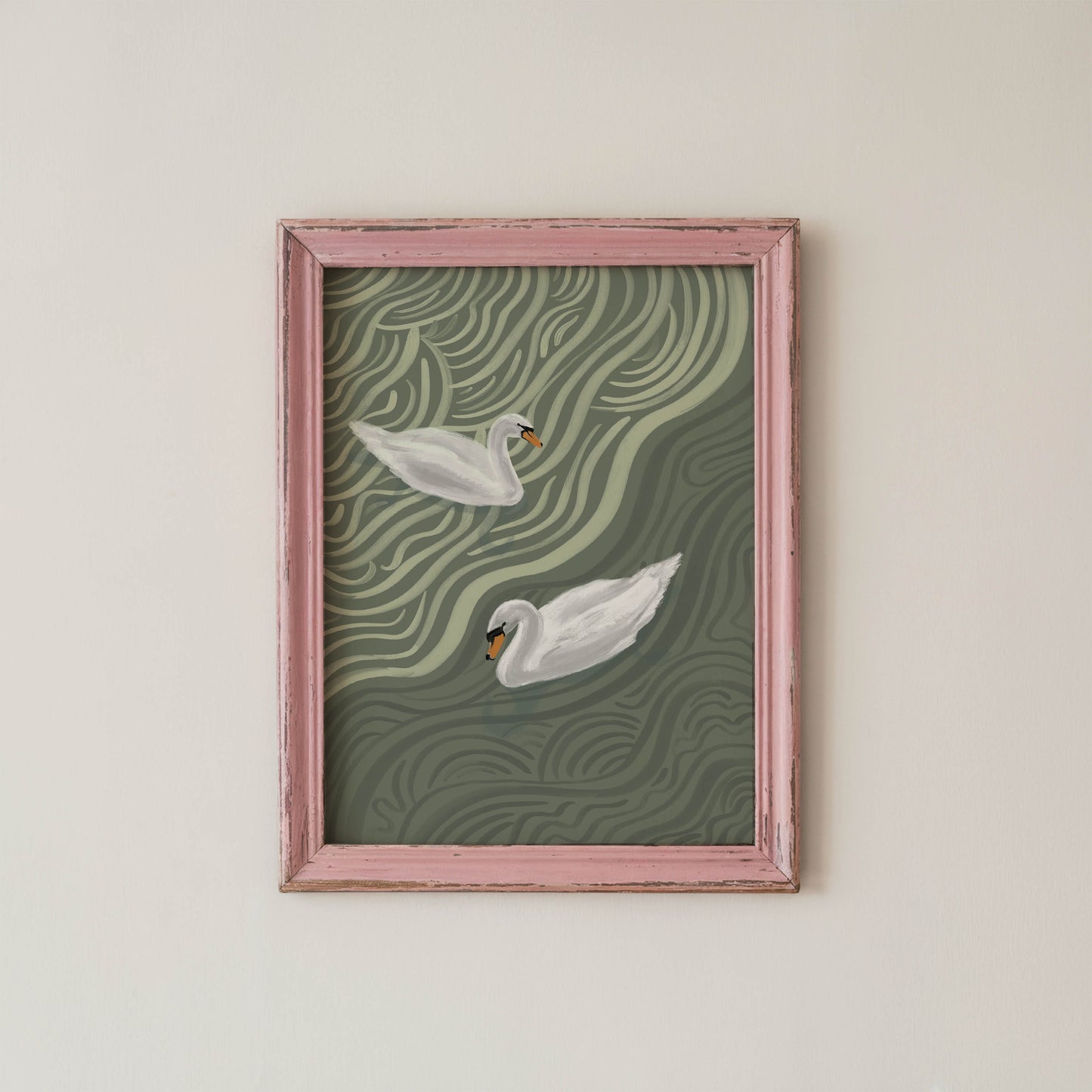 Sage Swan Duo Art Print