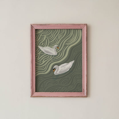 Sage Swan Duo Art Print