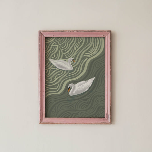 Sage Swan Duo Art Print
