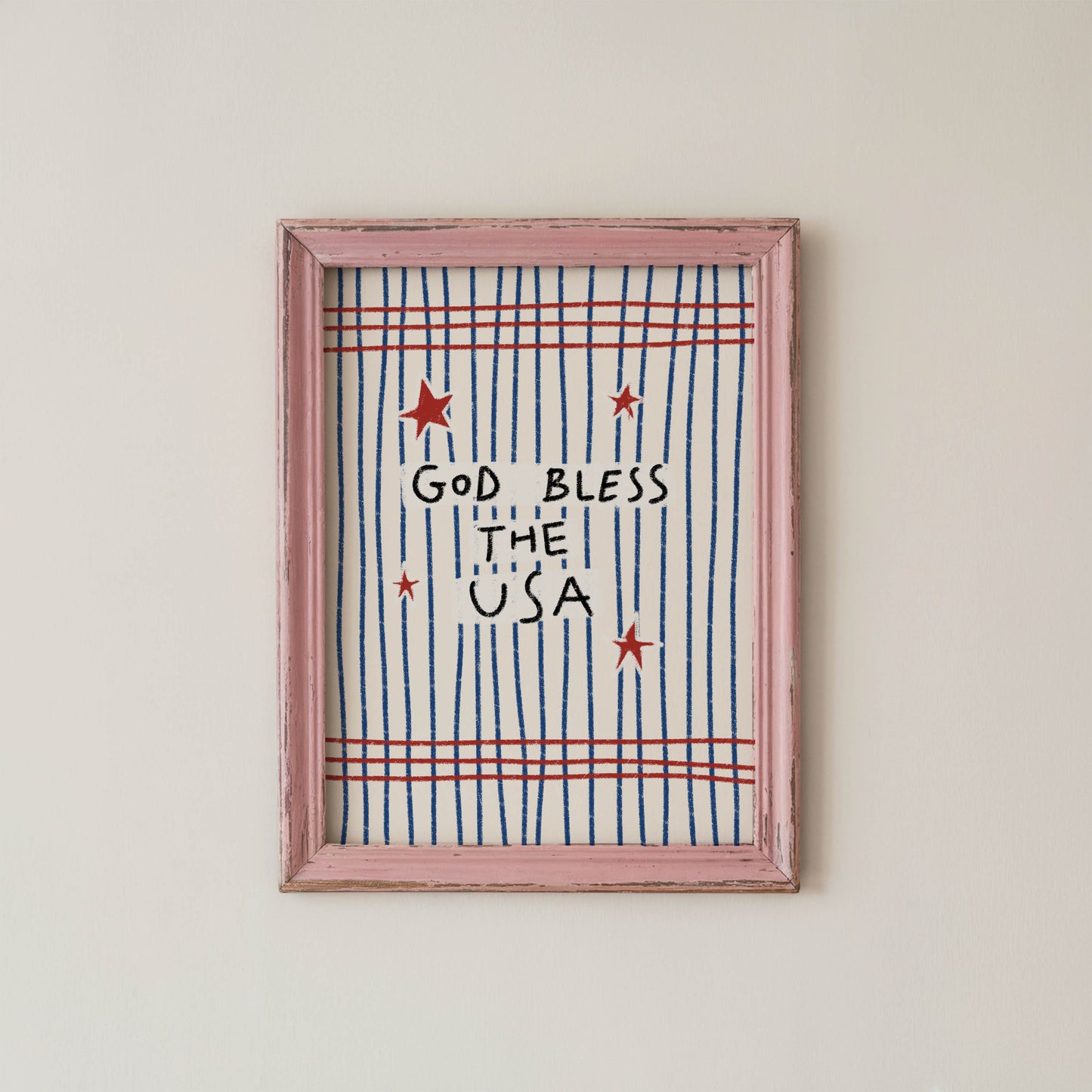 God Bless the USA Patriotic Art Print