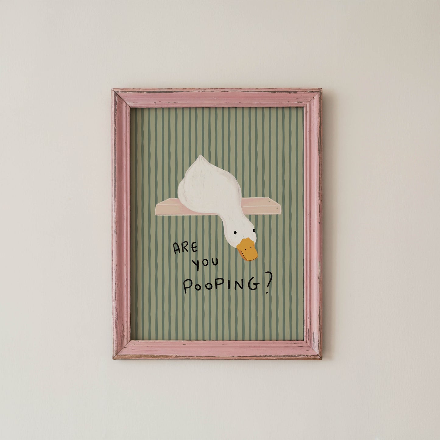 Are You Pooping? Funny Duck Bathroom Print