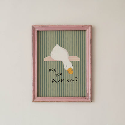 Are You Pooping? Funny Duck Bathroom Print
