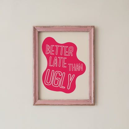 Funny Bathroom Wall Art Retro Pink Quote Print