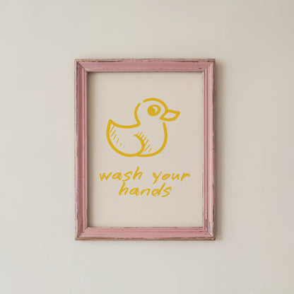 Cute Duck Wall Art Wash Your Hands Bathroom Print