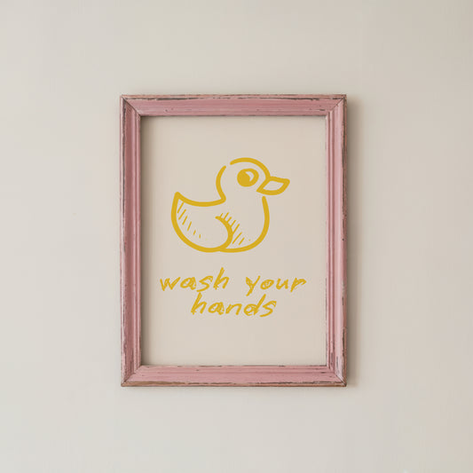 Cute Duck Wall Art Wash Your Hands Bathroom Print