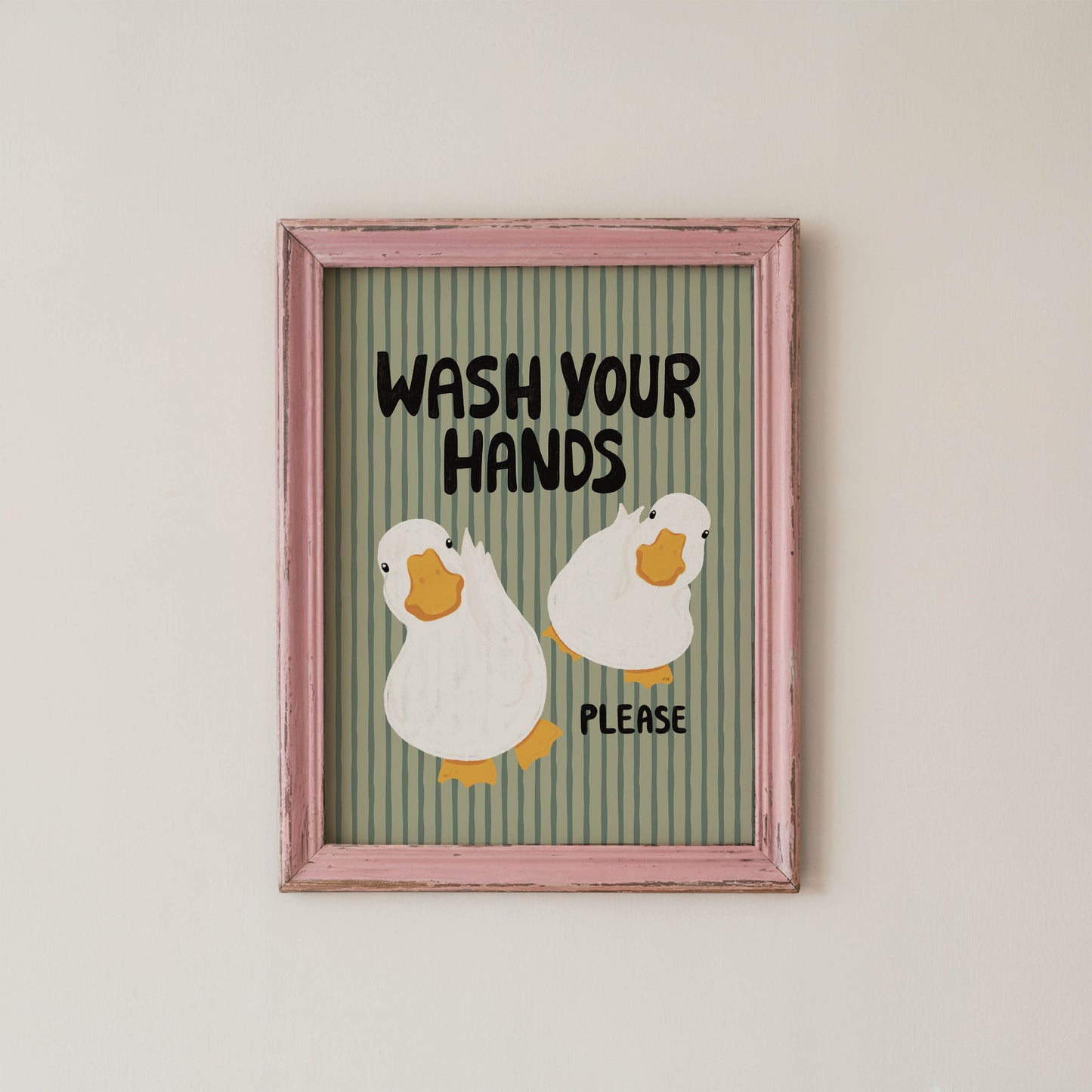 Wash Your Hands Duck Bathroom Print