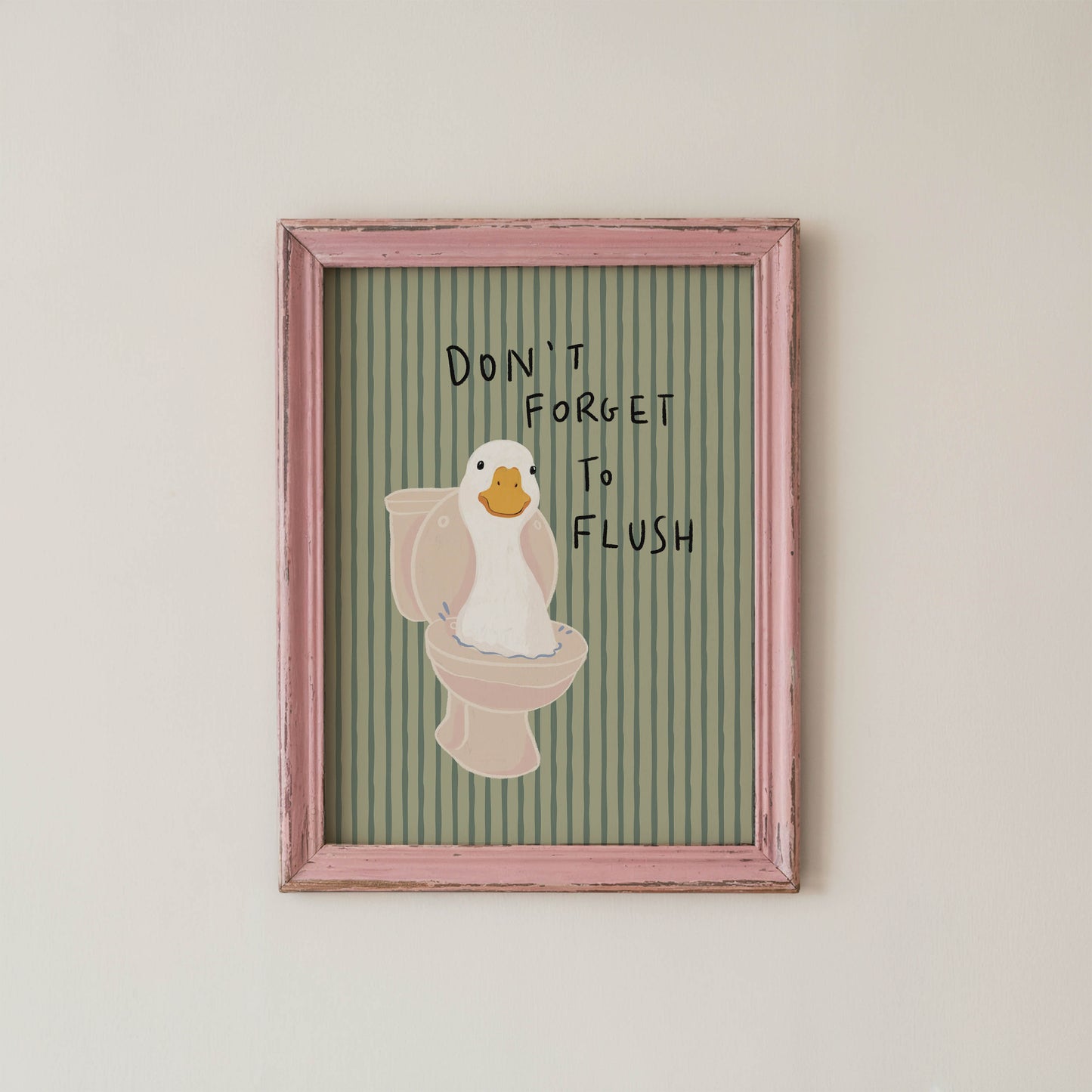 Duck Toilet Flush Bathroom Print
