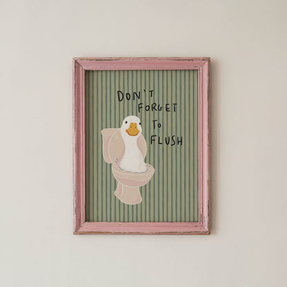 Duck Toilet Flush Bathroom Print