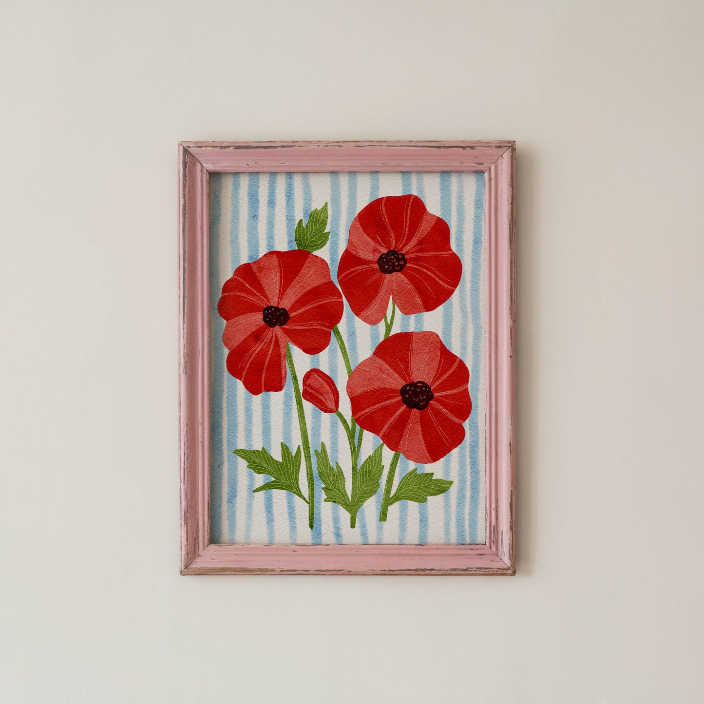 Red Poppy Floral Wall Art Print