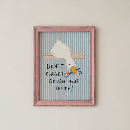 Brush Your Teeth Duck Print