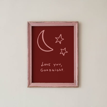Love You, Goodnight Typography Print