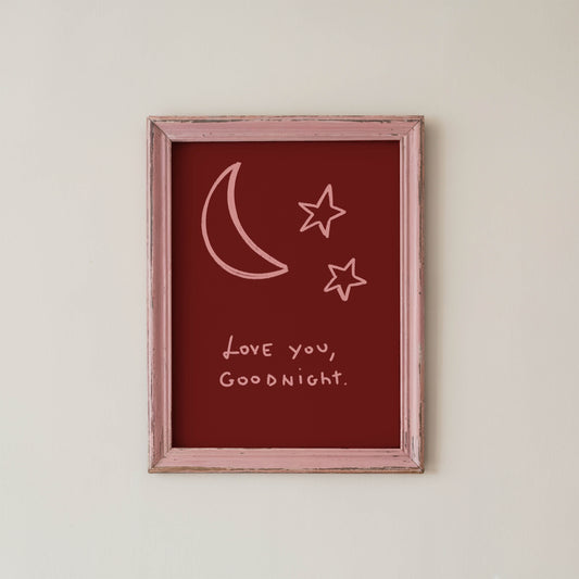 Love You, Goodnight Typography Print