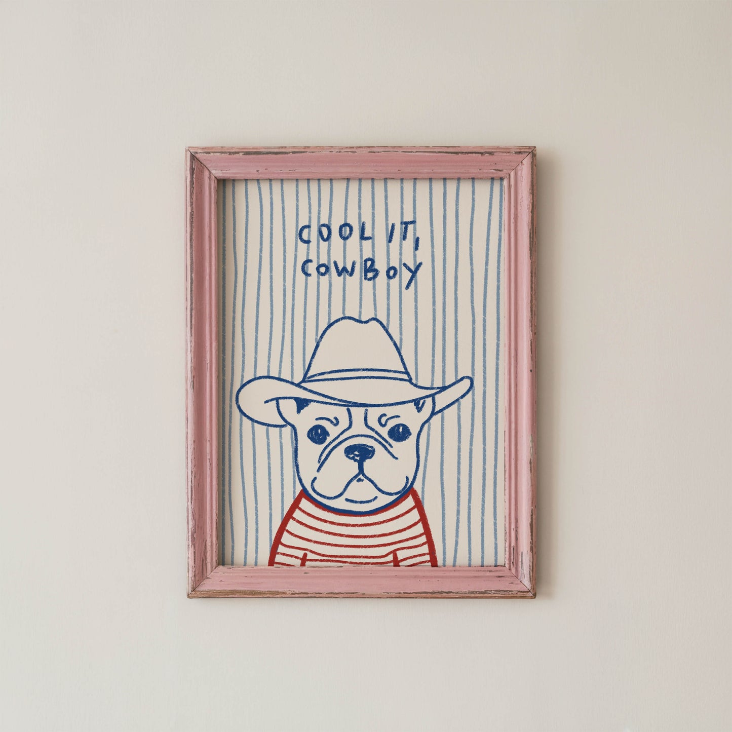 Cool It, Cowboy Bulldog Art Print
