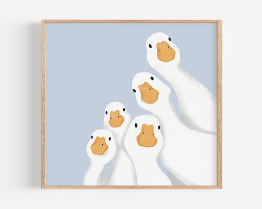 Whimsical Powder Blue Duck Wall Art