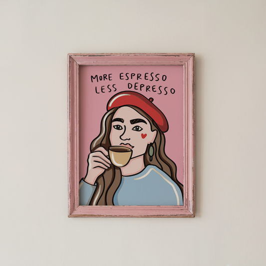 Funny coffee quote poster espresso wall art for kitchen