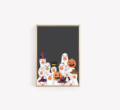 Halloween Goose Party Poster – Funny Group Wall Art Print
