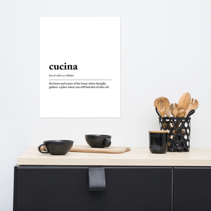 Minimalist Cucina definition poster – Italian kitchen typography wall art