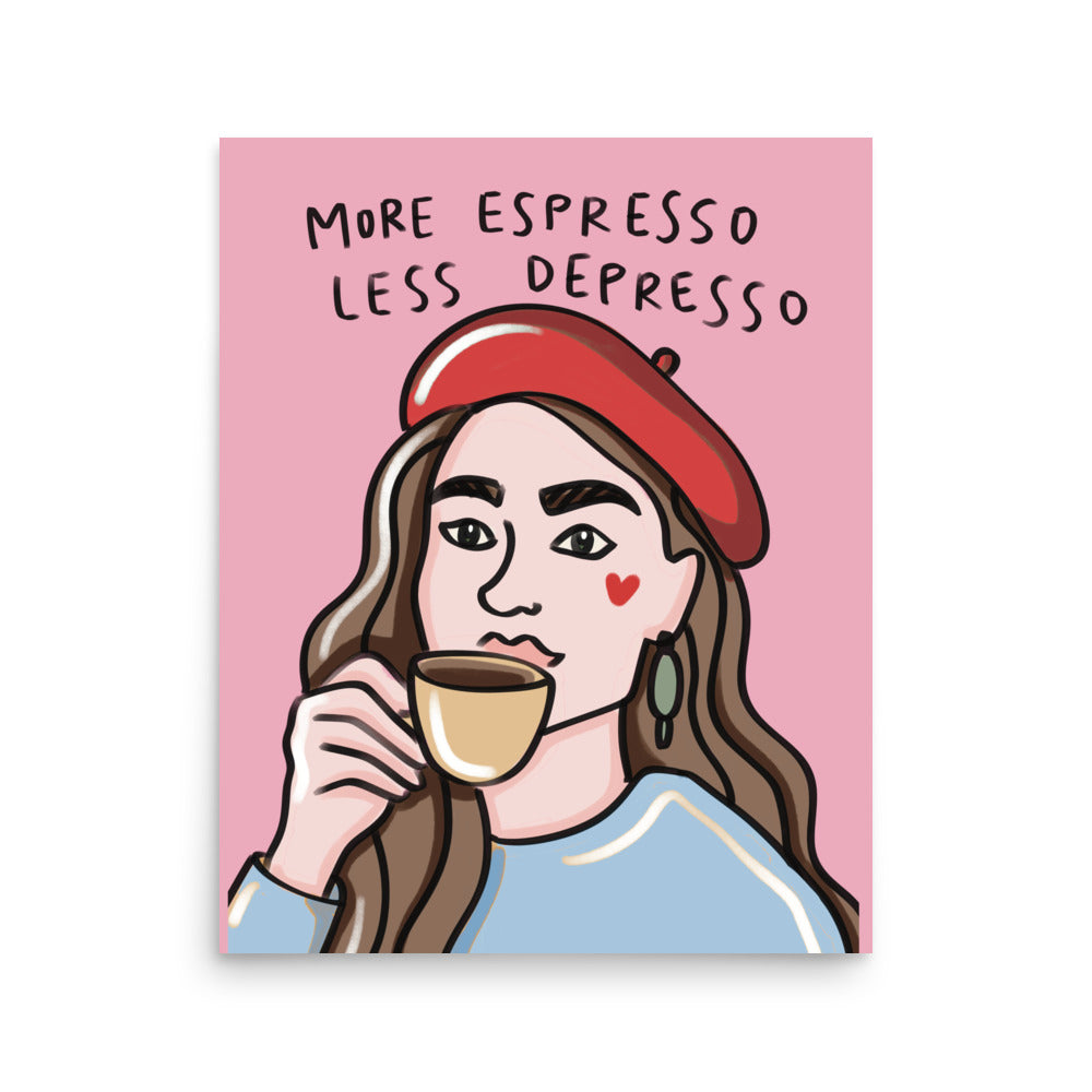 Funny coffee quote poster espresso wall art for kitchen 16″×20″