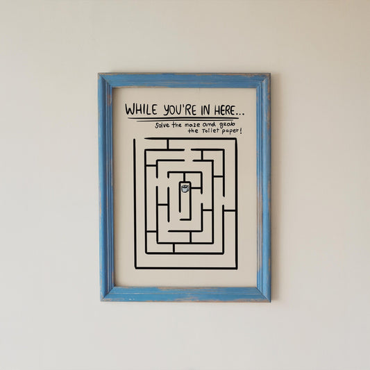 Funny Bathroom Wall Art Toilet Paper Maze Poster