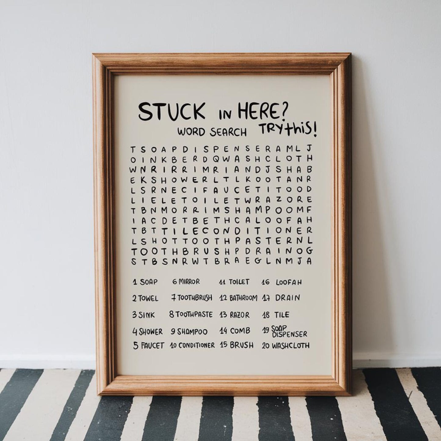 Funny Bathroom Word Search Wall Art