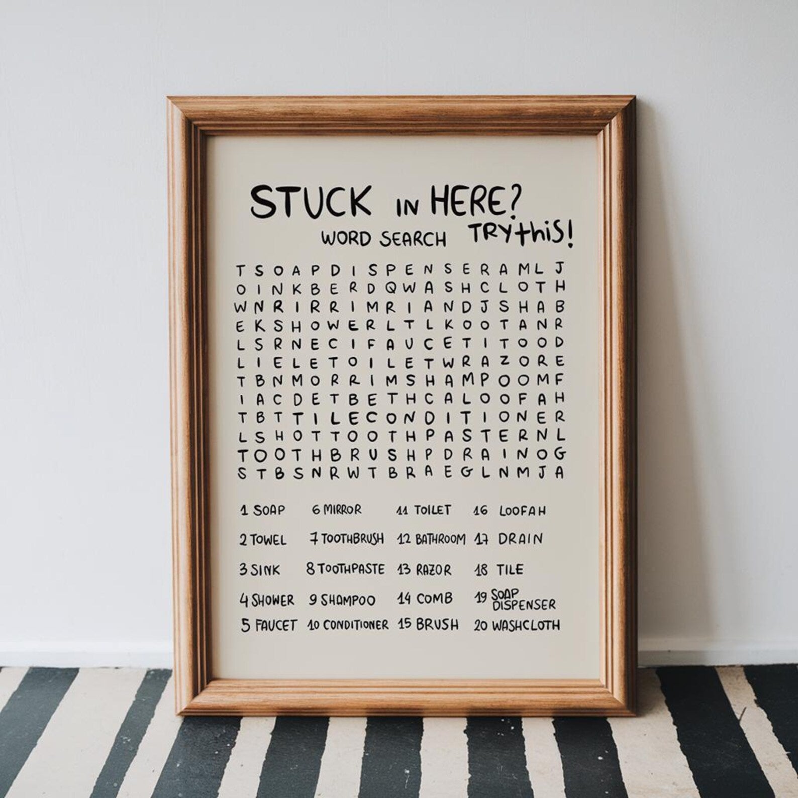 Funny Bathroom Word Search Wall Art