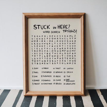Funny Bathroom Word Search Wall Art