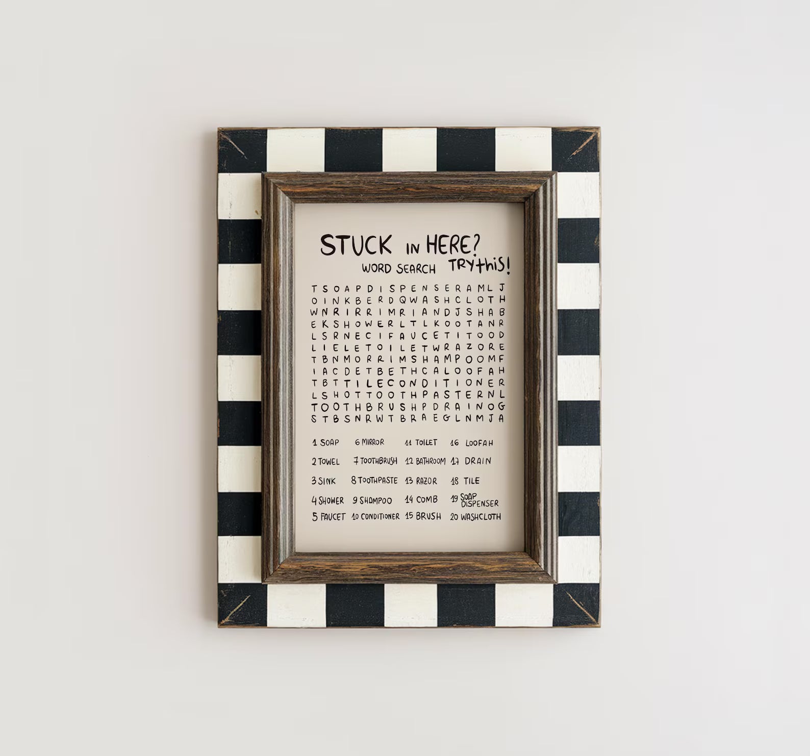 Funny Bathroom Word Search Wall Art