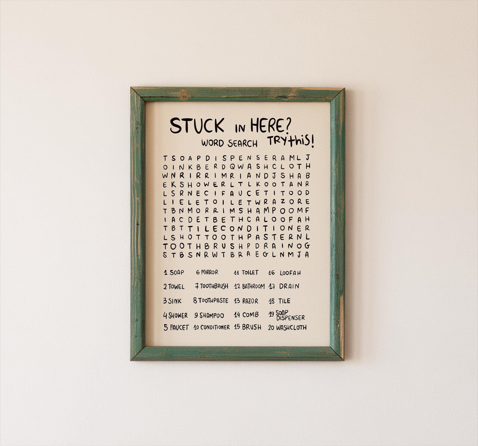 Funny Bathroom Word Search Wall Art