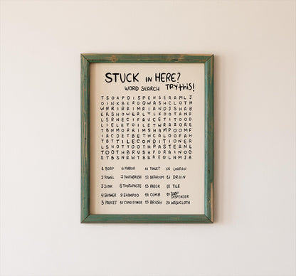 Funny Bathroom Word Search Wall Art