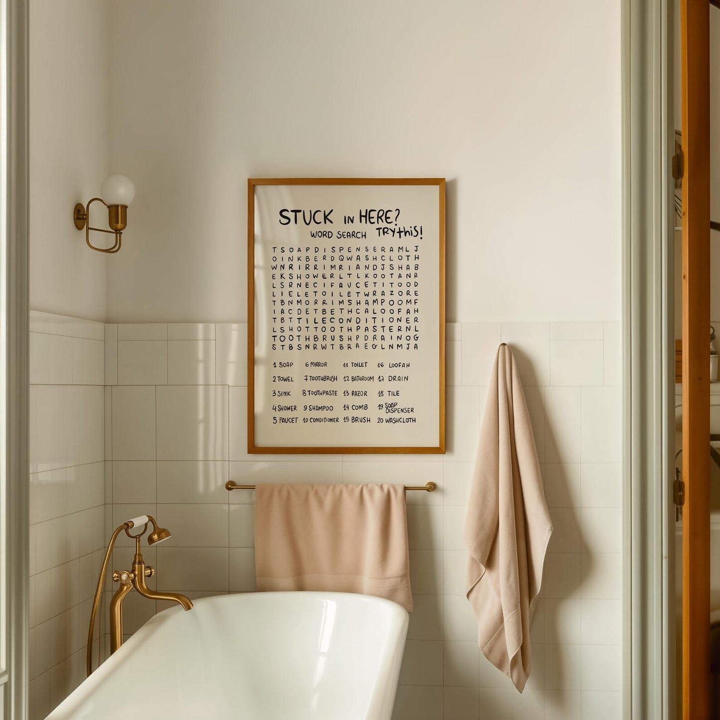 Funny Bathroom Word Search Wall Art