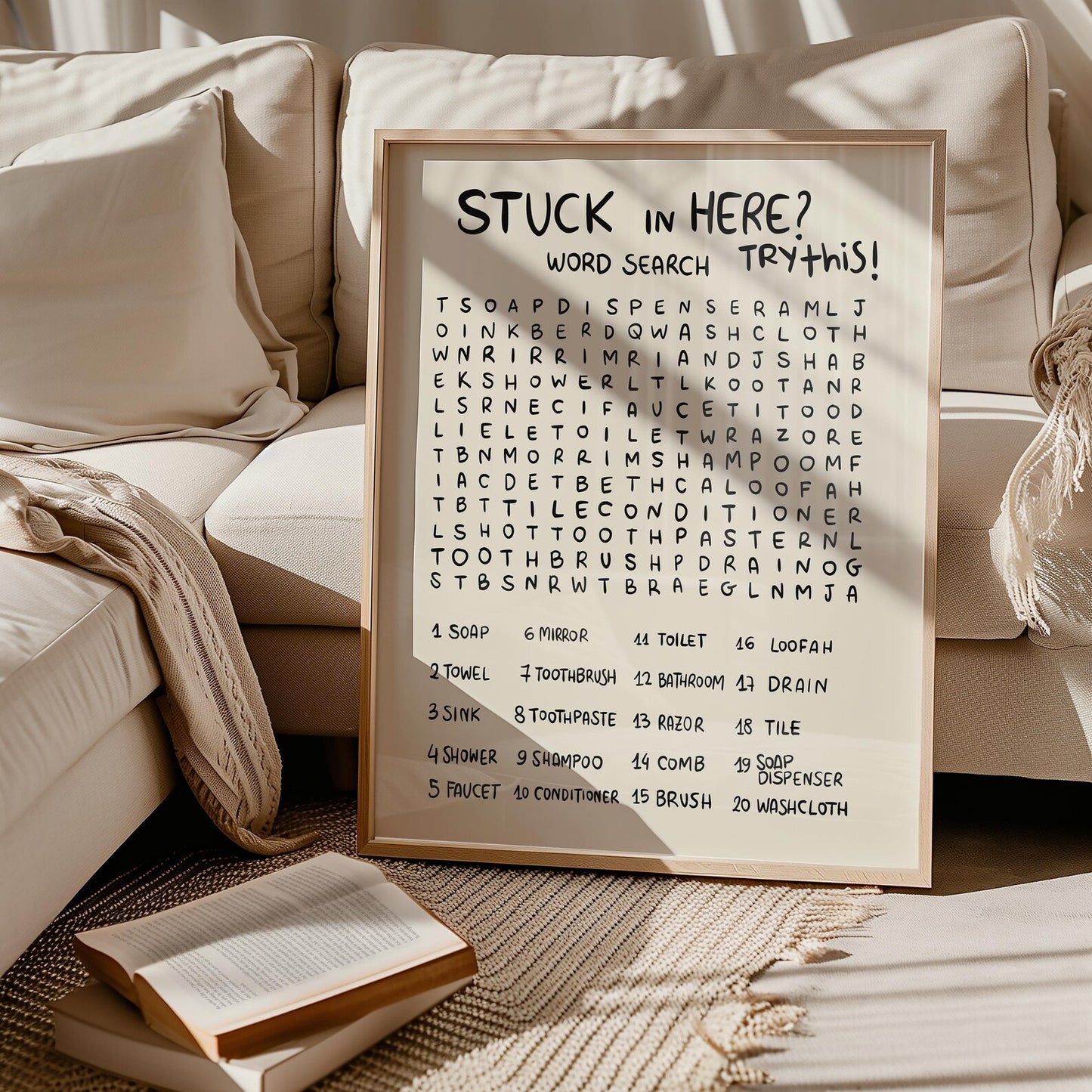 Funny Bathroom Word Search Wall Art