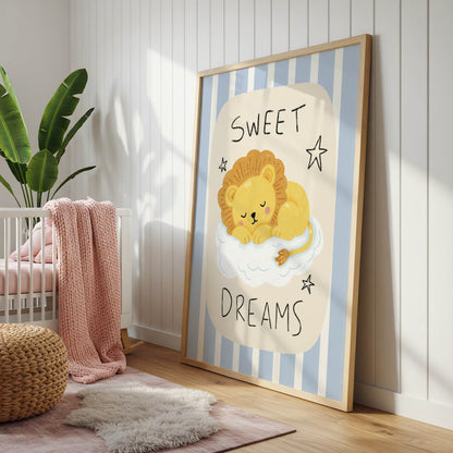 Sweet Dreams Sleeping Lion Nursery Print